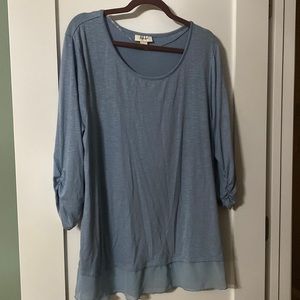 Style & Co Women’s XXL light blue shirt. Sheer bottom layer.